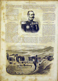 Original Old Antique Print Portrait Roon Prussia Ruins Sicilly Theatre 1865 19th