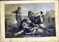 Original Old Antique Print Saved Topham Fine Art French 1865 Boy Beach Sea 19th
