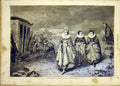Original Old Antique Print Carriage Queen Hayllar French 1865 19th