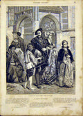 Original Old Antique Print English Exit Koller Fine Art French 1865 Victorian