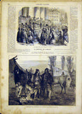 Original Old Antique Print Paris Rameaux Berlin Bohemian Camp French 1865 19th