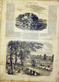 Original Old Antique Print Boulogne Kiosque Catelan Park French 1865 Victorian