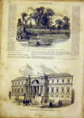 Original Old Antique Print London Thames Boat Oxford Cambridge Nantes 1865 19th