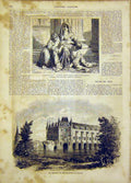 Original Old Antique Print Castle Chenonceaux Indigent Family Bouguereau 1865