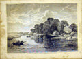 Original Old Antique Print Thames Boat London Gosling French 1865 Fine Art 19th