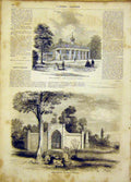 Original Old Antique Print Mont-Vernon Washington Tomb French 1865 Victorian