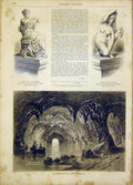 Original Old Antique Print Statue Marble Salmson Durand Cave Azur Capri 1865