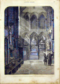 Original Old Antique Print Abbey Westminster London Poets French 1865 Victorian