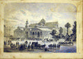 Original Old Antique Print Paris Improvements Building Temple French 1865 19th