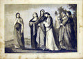 Original Old Antique Print Ladies Ravenne Nobles Feuerbach French 1866 Victorian
