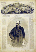 Original Old Antique Print Portrit Ponsard French Academy 1866 19th