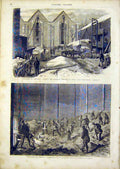 Original Old Antique Print Chelsea Ice Factory Landell French 1866 Victorian
