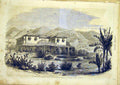 Original Old Antique Print House Madiera Building Farm French 1866 Victorian