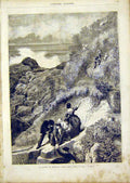 Original Old Antique Print Sant Shepherd Sheep Mountain French 1866 Fine Art