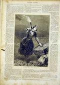 Original Old Antique Print Fanal Fine Art French 1866 Absolon Portrait Lady 19th