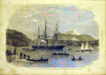 Original Old Antique Print Vancouver Port Harvey Johnston Canada 1866 Victorian