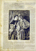 Original Old Antique Print Fine Art French 1866 Rosalinde Celia Edward Victorian