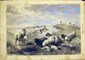 Original Old Antique Print Farmer Sheep Hillside Willis Fine Art French 1866