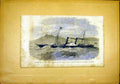 Original Old Antique Print South-Eastern Ship Boat Folkestone French 1866 19th