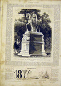 Original Old Antique Print Statue Frederic Sans-Souci Garden French 1866 19th