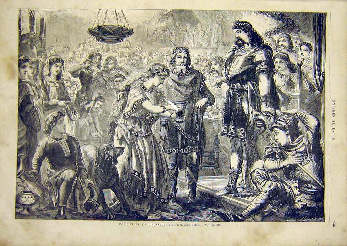 Original Old Antique Print Honour Godwin Royal French 1866 19th