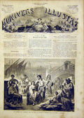 Original Old Antique Print Fish Market Rialto Venice Fishermen French 1866 19th