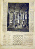 Original Old Antique Print Station Vestibule Church Vienna French 1866 Victorian
