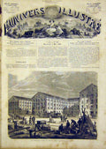 Original Old Antique Print Dock Rouen France Delannoy French 1866 19th