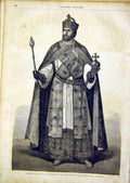 Original Old Antique Print King Charles Coronation Robes French 1866 Victorian