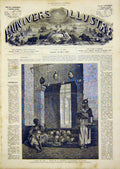 Original Old Antique Print Mosque Cairo El-Assaneyn French 1866 Africa Victorian