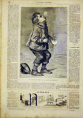 Original Old Antique Print Soap-Bubbles Boy Hunt Portrait French 1866 Victorian
