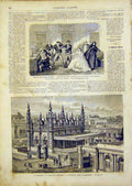 Original Old Antique Print Mosque Calcutta Theatre Comedy French 1866 Victorian