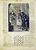 Original Old Antique Print Sunday Church Mass Religious Osborn French 1866 19th