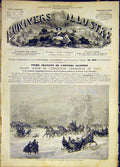 Original Old Antique Print Boulogne Snow Travel French 1868 19th