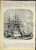 Original Old Antique Print Ship Hospital Abyssinia Expedition French 1868 19th