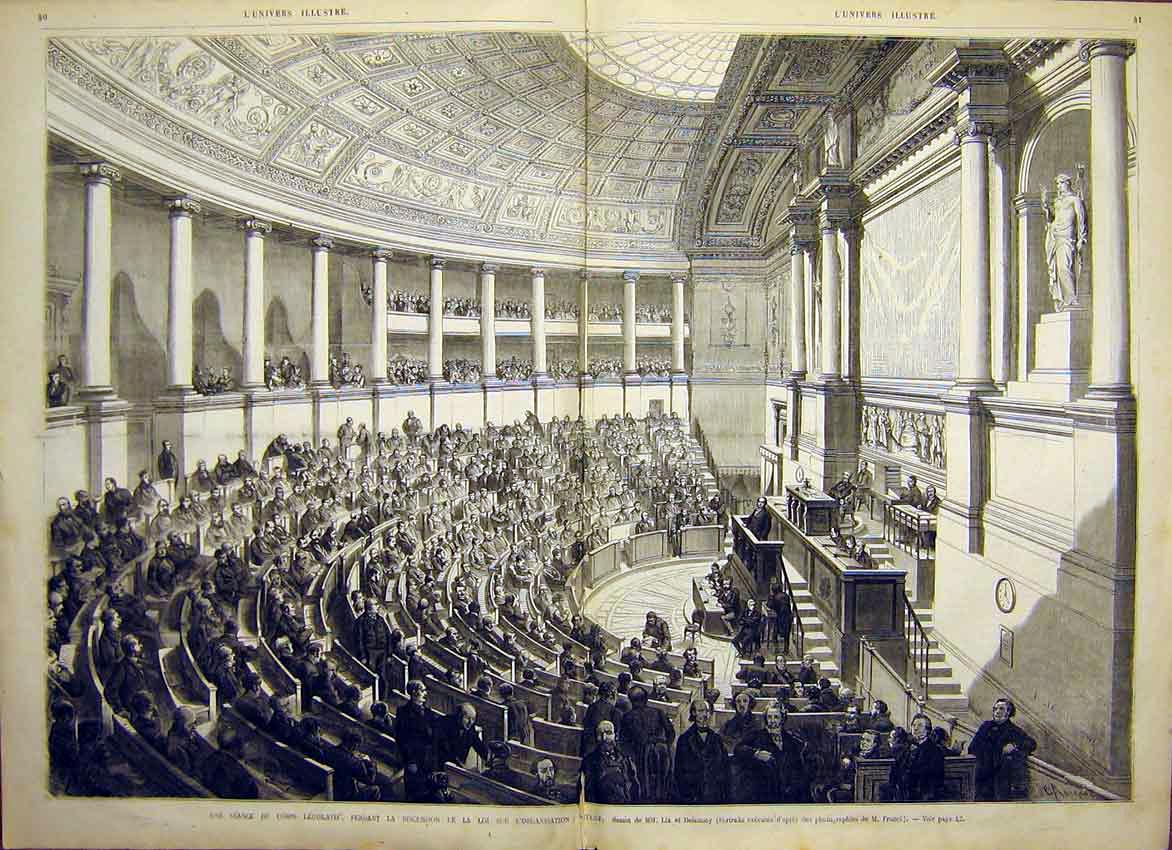 Original Old Antique Print Military Organisation Legislative Delannoy 1868 19th