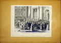 Original Old Antique Print Fair Housewives Dresden Market French 1868 Victorian