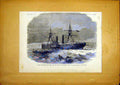 Original Old Antique Print Navy Ice Denmark Coast Ship French 1868 Victorian