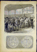 Original Old Antique Print Arsenal Woolwich Artillery Abyssinia Medal 1868 19th