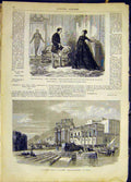 Original Old Antique Print Theatre Forestier Felice Palermo French 1868 19th