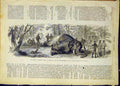Original Old Antique Print Elephant Bonne-Esperance Hunt Hunting French 1868