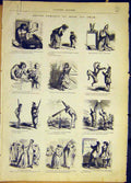 Original Old Antique Print Comic Sham Sketches Charlemagne French 1868 19th