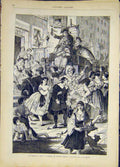 Original Old Antique Print Rome Carnival Doctor Pasquin Procession 1868 19th