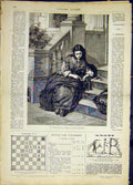 Original Old Antique Print Flower-Seller Girl Lady Lucas French 1868 Victorian