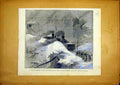 Original Old Antique Print Train Snow Brenner French 1868 19th