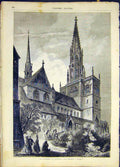 Original Old Antique Print Constance Cathedral Assmus French 1868 19th