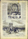 Original Old Antique Print Fete Marseille France Charity French 1868 Victorian