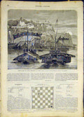 Original Old Antique Print Convoy Cotton Ganges River India French 1868 19th