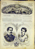 Original Old Antique Print Portrait Prince Humbert Princess Marguerite 1868 19th