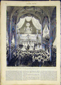 Original Old Antique Print Marriage Prince Humbert Princess Margaret 1868 19th